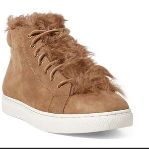 NWT Polo Ralph Lauren Drew III tan suede / shearling high top sneaker Sz 10
